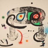 „Le hibou blasphemateur“, (Die lästernde Eule) Farbaquatintaradierung, 1975 © Successió Miró / VG Bild-Kunst, Bonn 2018 © Galerie Boisserée, Köln 2018