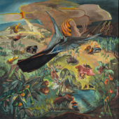 Hannah Höch: Vertreibung aus dem Paradies,
1937, Öl auf Leinwand, Privatsammlung,
VG Bild-Kunst, Bonn 2017