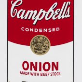 Andy Warhol: Campbell’s Soup I, 1968 Portfolio mit 10 Siebdrucken auf Papier 88,9 x 58,5 cm, Edition: 183/250, davon 5 ausgestellt, signiert Verso mit Kugelschreiber, nummeriert Verso mit Stempel, Gedruckt von: Salvatore Silkscreen Co., Inc., New York Herausgeber: Factory Additions, New York Feldman/Schellmann/Defendi II.44-53, abgebildet: Nr. 47
