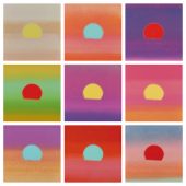 Andy Warhol: Sunset, 1972 10 Siebdrucke auf Papier, 86,4 x 86,4 cm, Verso Mitte unten: signiert, datiert und nummeriert mit Bleistift, Verso Stempel: Hotel Marquette Prints Aus einer Gesamtauflage von 632 Unikaten, davon 40 nummerierte Mappen mit je 4 Drucken, sowie 472 Einzeldrucke (davon 471 und 472 mit Markierung HC) Gedruckt von: Salvatore Silkscreen Co., Inc., New York Feldman/Schellmann/Defendi II.85-88, abgebildet: 345/470, 361/470, 374/470, 388/470, 402/470, 403/470, 407/470, 420/470, 444/470
