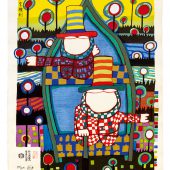 Hundertwasser 851A DAS RECHT AUF TRÄUME · THE RIGHT TO DREAM · Japanischer Farbholzschnitt, 1988 © 2021 NAMIDA AG, Glarus/CH | HUNDERTWASSER-Ausstellung im Kunsthaus Apolda