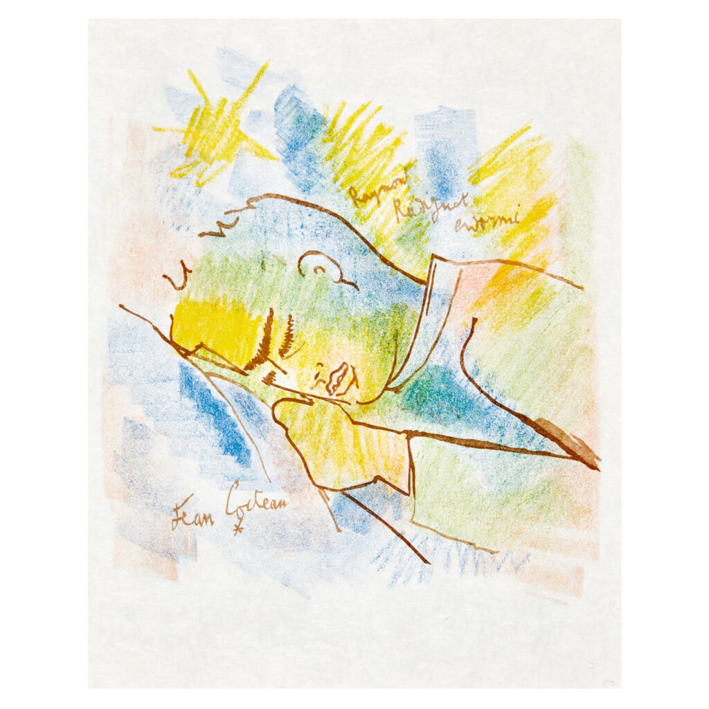 Jean Cocteau, Raymond Radiguet endormi, 1950er Jahre, Farblitho- graphie, © Comité Cocteau, Paris / VG Bild-Kunst, Bonn 2025