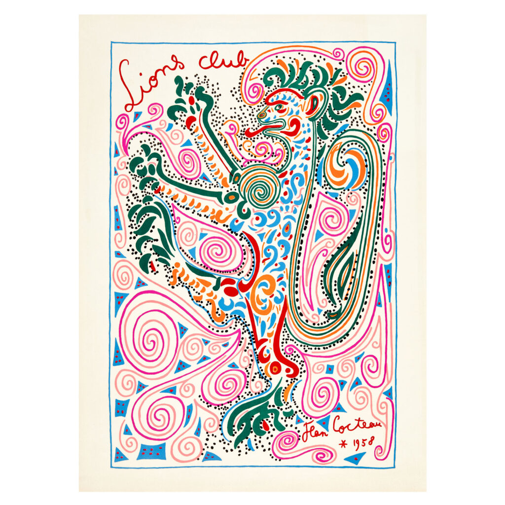 Jean Cocteau, Lions club, 1958, Farblithographie, © Comité Cocteau, Paris / VG Bild-Kunst, Bonn 2025